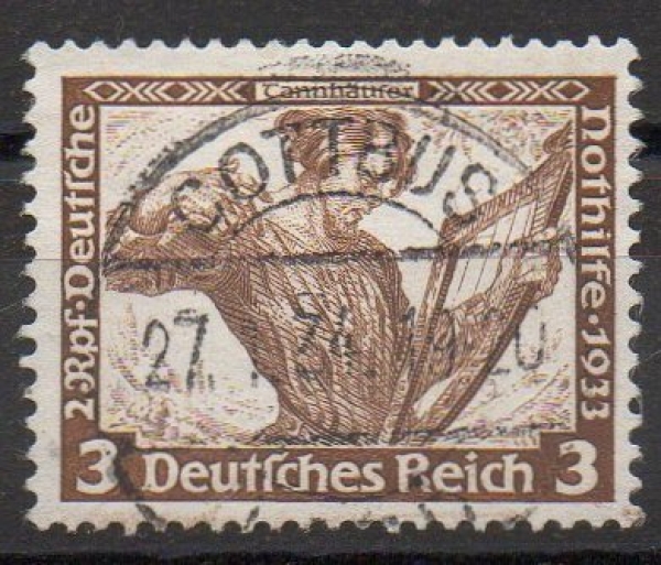 Michel Nr. 499 A, Deutsche Nothilfe 3 + 2 Pf. gestempelt.